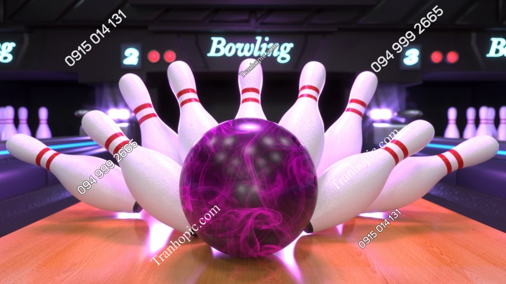 Tranh dán tường 3D hình quả bóng quán bowling đẹp 1211584644