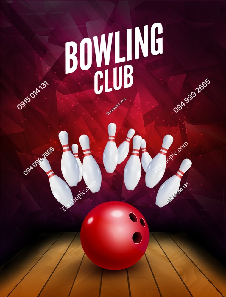Tranh dán tường câu lạc bộ bowling khổ dọc 667205232