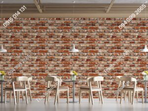 Tranh dán tường họa tiết gạch loang vôi vữa dán quán cafe 3D251