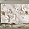 Tranh dán tường hoa trắng nghệ thuật 3D 2469549238