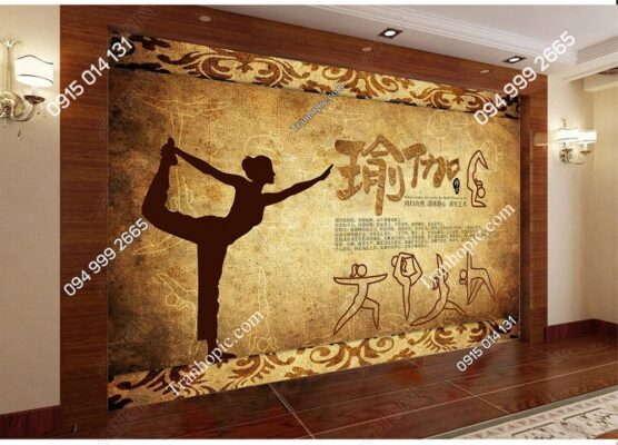 Tranh dán tường phòng tập Yoga kiểu cổ Thái Ấn độ OP_27720844