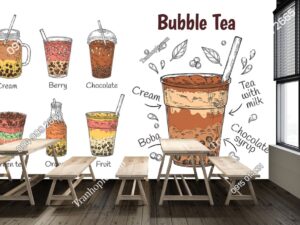 Tranh dán tường trà sữa Bubble tea 2686871589