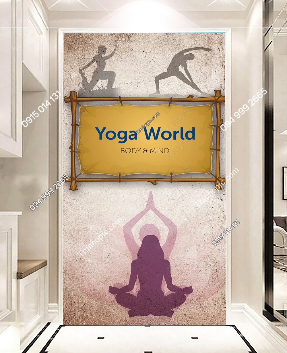 Tranh yoga world dán tường khổ dọc OP_27687640