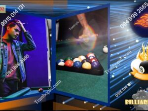 Tranh dán tường 3D câu lạc bộ Billiards đẹp 8002