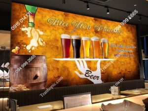 Tranh dán tường 3D quán bia nhà hàng cực đẹp 61393