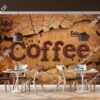 Tranh dán tường Coffee nền gỗ nâu 63607