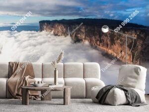 Tranh dán tường Núi Roraima và mây ở Venezuela 2370904267