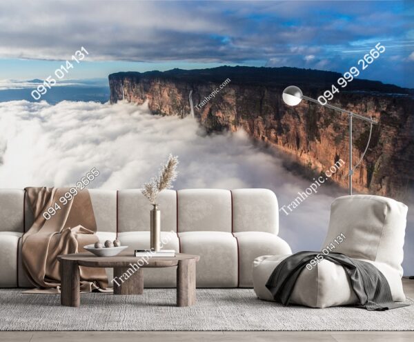 Tranh dán tường Núi Roraima và mây ở Venezuela 2370904267