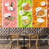 Tranh dán tường quán ăn hàn quốc với kimchi, ramen, tokpoki, bánh mì 3016513747