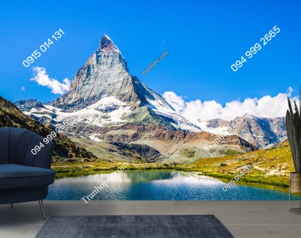Tranh núi Matterhorn Thụy Sĩ dán tường phòng khách 728595694