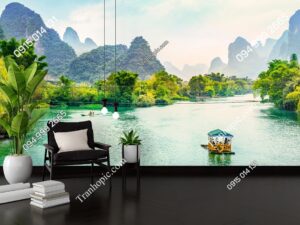 Tranh phong cảnh Quế Lâm sơn thủy đẹp dán tường 2005703046