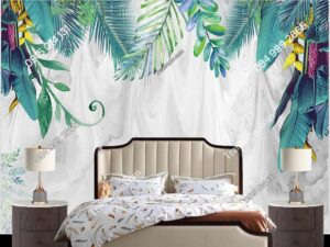 Tranh rừng mưa nhiệt đới hiện đại dán tường phòng ngủ PK2200945