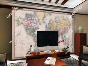 Tranh bản đồ thế giới dán tường kiểu vẽ tay dán tường 229602870