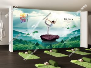 Tranh dán tường cô gái tập yoga cùng thiên nhiên kiểu Hàn DM_27248677