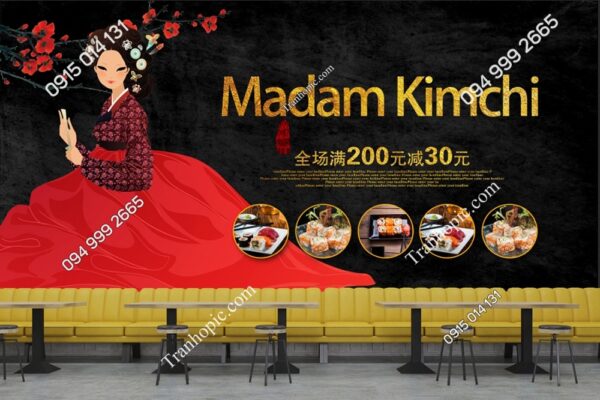Tranh dán tường cô gái quán ăn Hàn Quốc madam kimchi PK35532