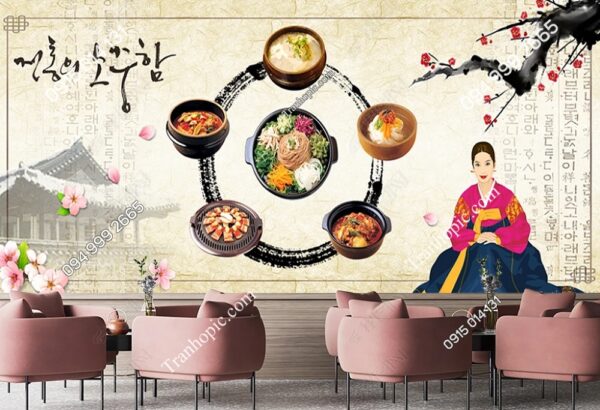 Tranh dán tường hàng quán ăn Hàn Quốc OP_25124724