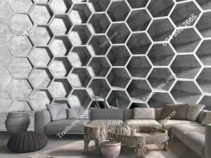 Tranh dán tường họa tiết tổ ong xi măng 3D OP_35438522