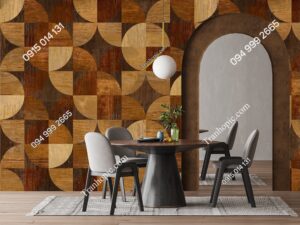 Tranh họa tiết giả gỗ vintage dán tường 357288207