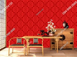 Tranh họa tiết kiểu trung hoa đỏ dán nền tường 394699273