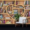 Tranh tủ sách gỗ 3D hình trái tim dán tường 470175313