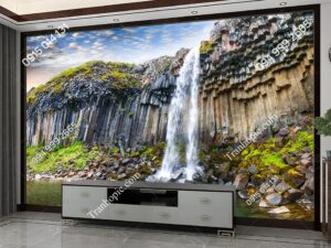 Tranh dán tường thác nước Svartifoss với những cột đá bazan ở Nam Iceland 2459781253