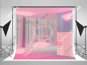 Tranh dán tường 3D phông nền livestream màu hồng LV-00194