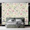 Tranh dán tường hoa và chim ruồi hồng trang trí phòng ngủ 3D057