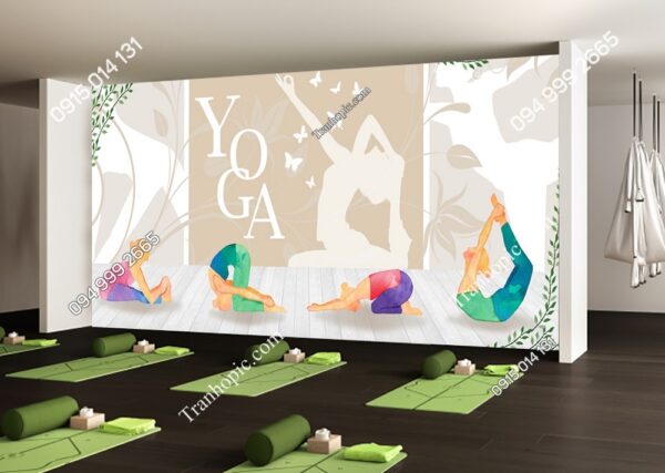 Tranh dán tường phòng tập Yoga nhẹ nhàng hiện đại OP_26919307