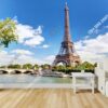 Tranh dán tường tháp Eiffel Paris Pháp cạnh sông Seine và bầu trời xanh 267523138
