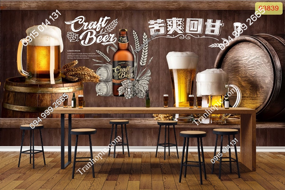 Tranh 3D dán tường quán bia rượu quán nhậu đẹp nhất 63839