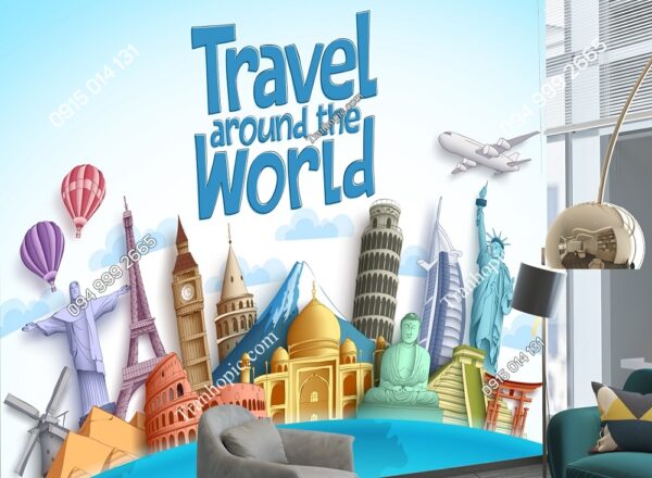 Tranh dán tường du lịch Travel around the world 2110761661