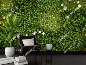 Tranh dán tường hoa và lá cây đẹp 3D 216982623