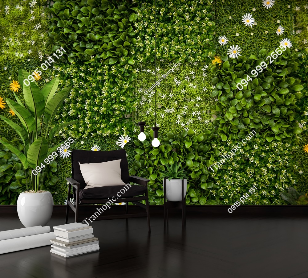 Tranh dán tường hoa và lá cây đẹp 3D 216982623