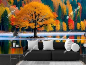 Tranh dán tường rừng cây mùa thu cực đẹp ADB730341879