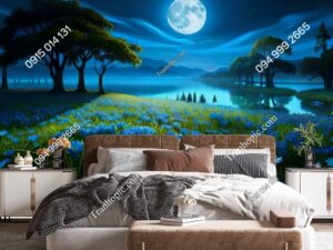 Tranh phong cảnh đêm huyền ảo dán tường phòng ngủ ADB727123095