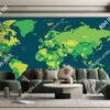 Tranh dán tường bản đồ thế giới màu xanh lá cây đẹp 2989101751