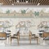 Tranh dán tường họa tiết Paisley và voi Thái Lan trang trí nhà hàng quán ăn 3104182825