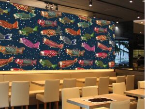 Tranh dán tường họa tiết cờ cá Koi phong cách Nhật bản 3094198760