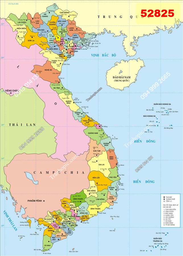 Tranh dán tường bản đồ Việt Nam khổ dọc 52825