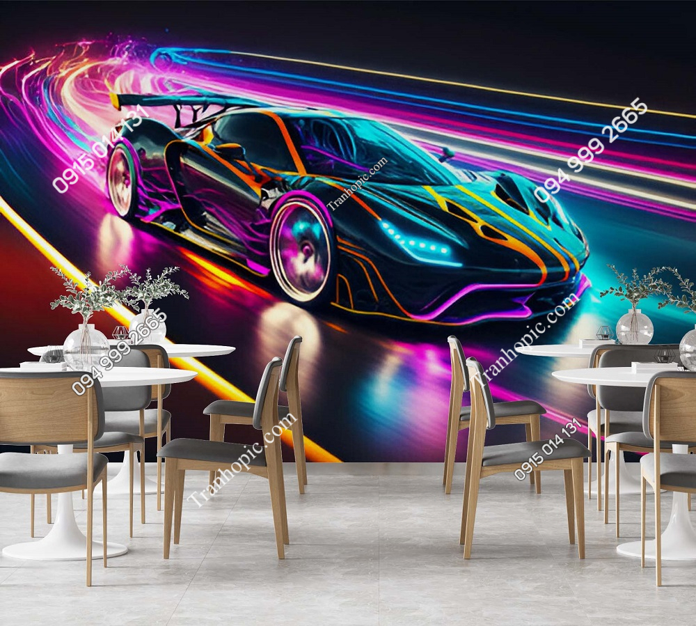 Tranh siêu xe ô tô tốc độ cao màu sắc đẹp RF295320132