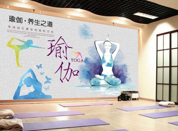 Tranh tường phòng tập Yoga in lụa NP30180815210223553002