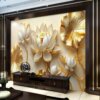 Tranh dán tường hoa sen vàng AI trang trí phòng khách AB2474756021