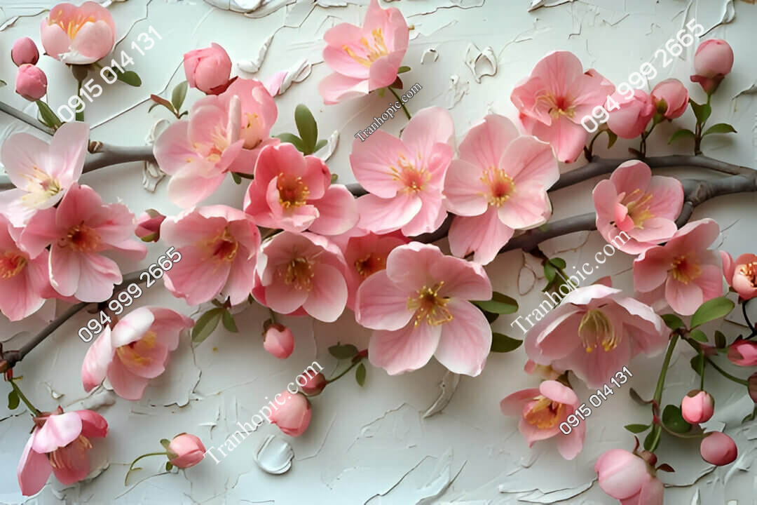 Tranh hoa đào AI dán tường 846431534