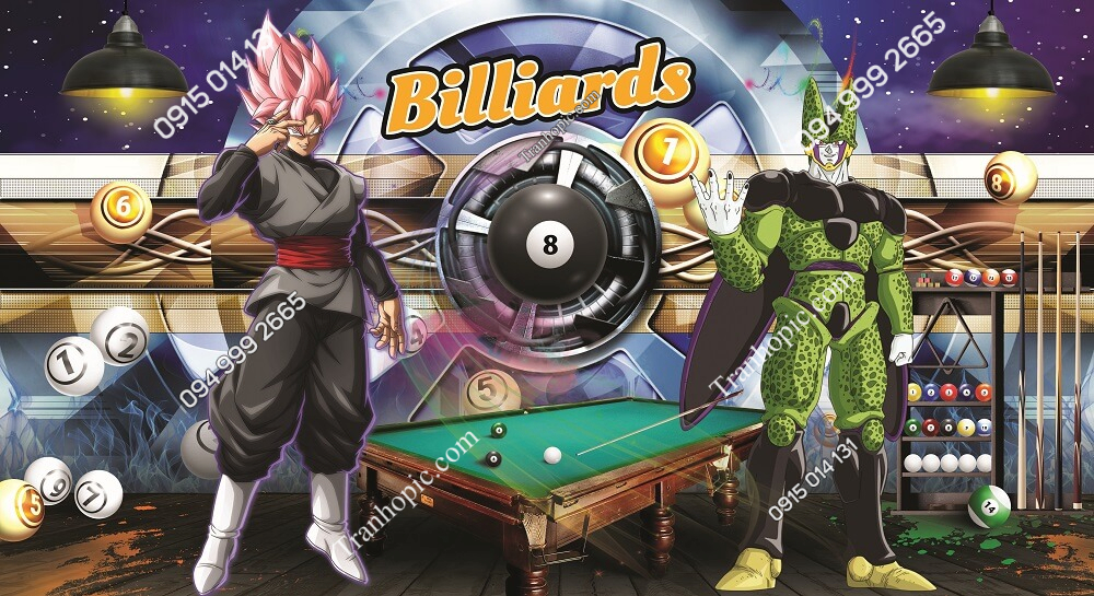 Tranh dán tường quán bida Songoku vs Cell GOKUBIDA 43b