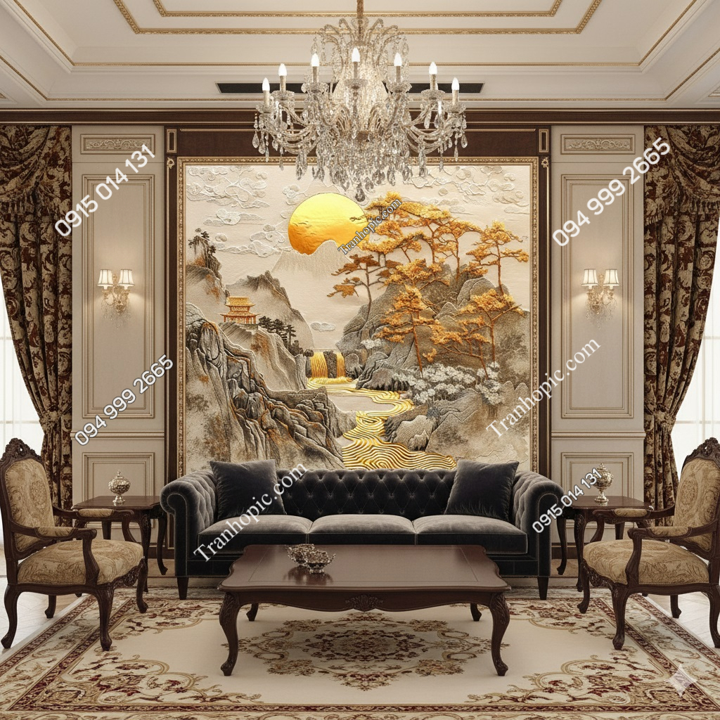 Tranh dán tường phòng khách cổ điển sang trọng AB868308317