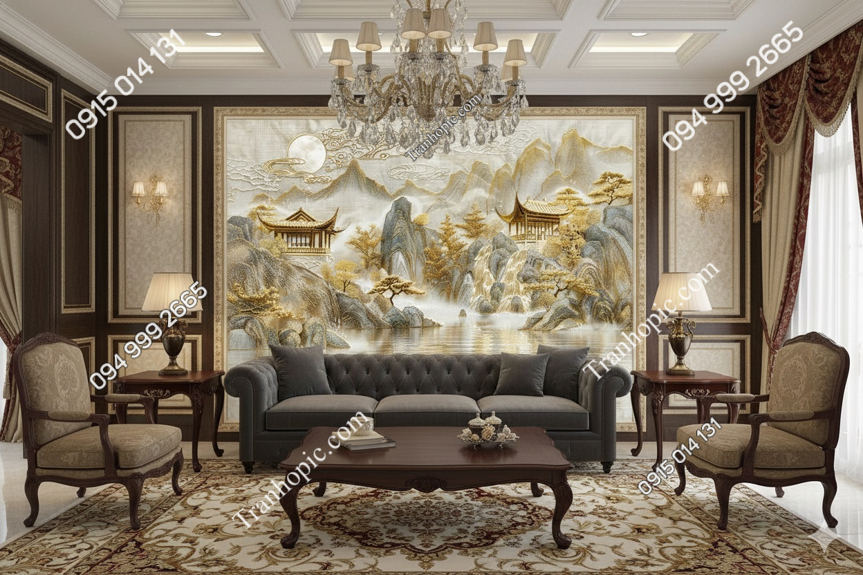 Tranh dán tường phòng khách cổ điển sang trọng AB868308446