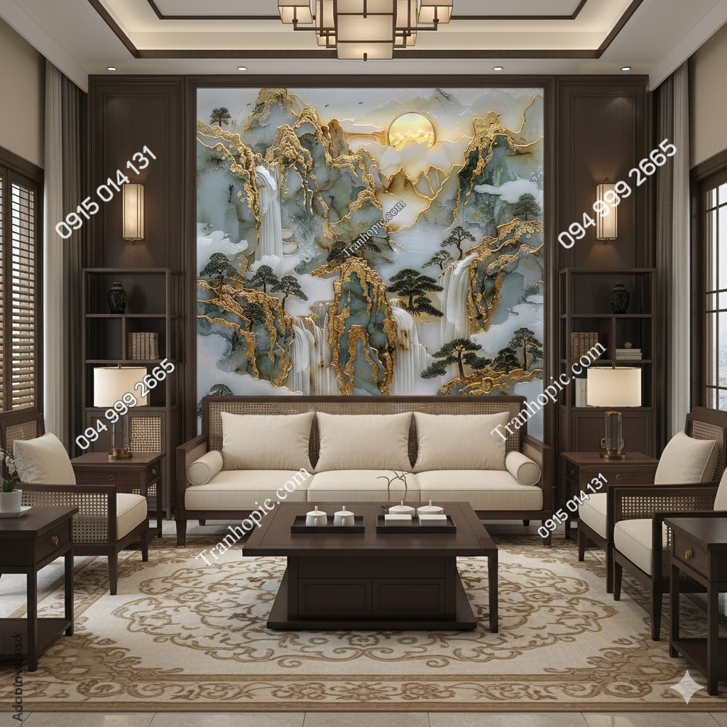 Tranh dán tường phòng khách nền giả đá cẩm thạch AB868307112