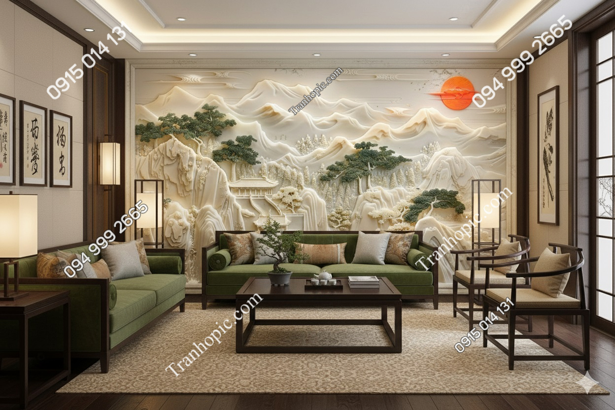 Tranh dán tường phòng khách nền giả đá cẩm thạch trắng AB868304848
