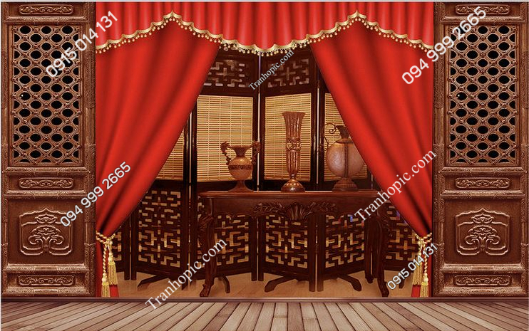 Tranh dán tường Phông chụp hình kiểu trung hoa đỏ PK_2018943