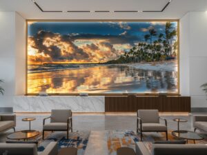 Tranh dán tường cảnh biền bình minh đẹp AB171827458